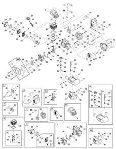 Engine Group - Bc335 (866008e) Diagram and Parts List for BC335 (866008)(2010) Briggs and Stratton Brush Cutter